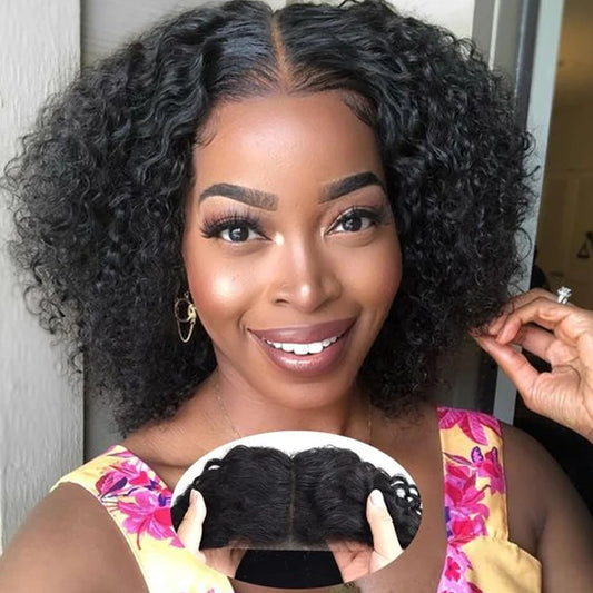 Maxy Glueless Human Hair Brazilian Short Kinky Curly Lace Frontal Wigs Wet And Wavy Pre plucked Hairline Ready To Go Wigs For Woman