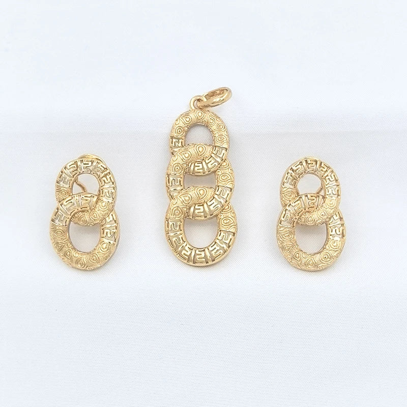 Maxy Necklace Dubai Gold Plated Jewelry Geometric Earrings Long Pendant for Women Wedding Bride Arabic Nigerian Jewellery Accessories