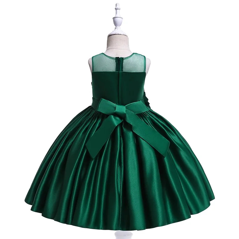 Maxy Elegant Party Flower Girls Dress Evening Costume Bow Wedding Princess Dresses Girl Summer Birthday Bridesmaid Prom Gown Vestido