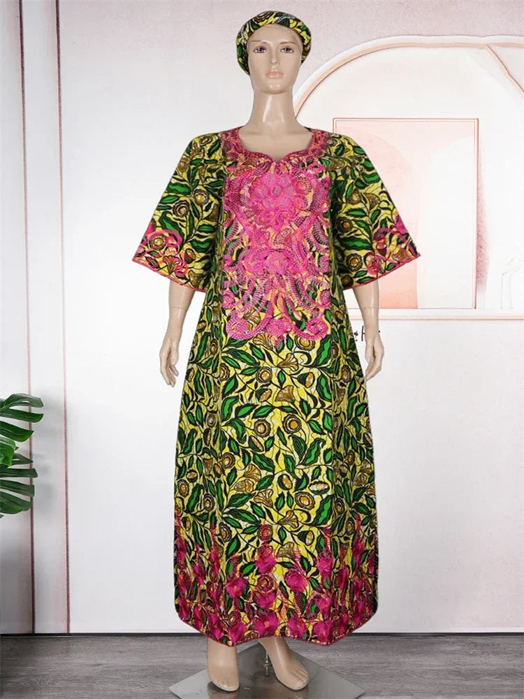 Maxy African Women Traditional Outfit Dashiki Wax Dresses Plus Size Embroidery Maxi Robe Party Evening Gown Turkey Africa Clothing