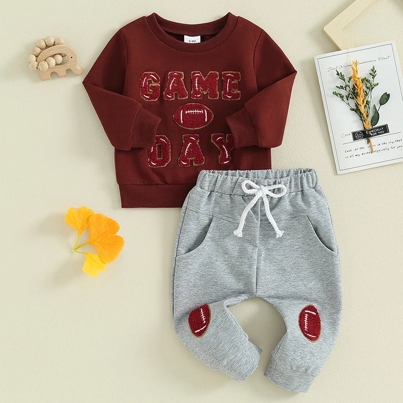 Toddler Baby Boy Outfit Long Sleeve Sweatshirts Pants Clothes Set Infant Boys Fall Winter 2PCS