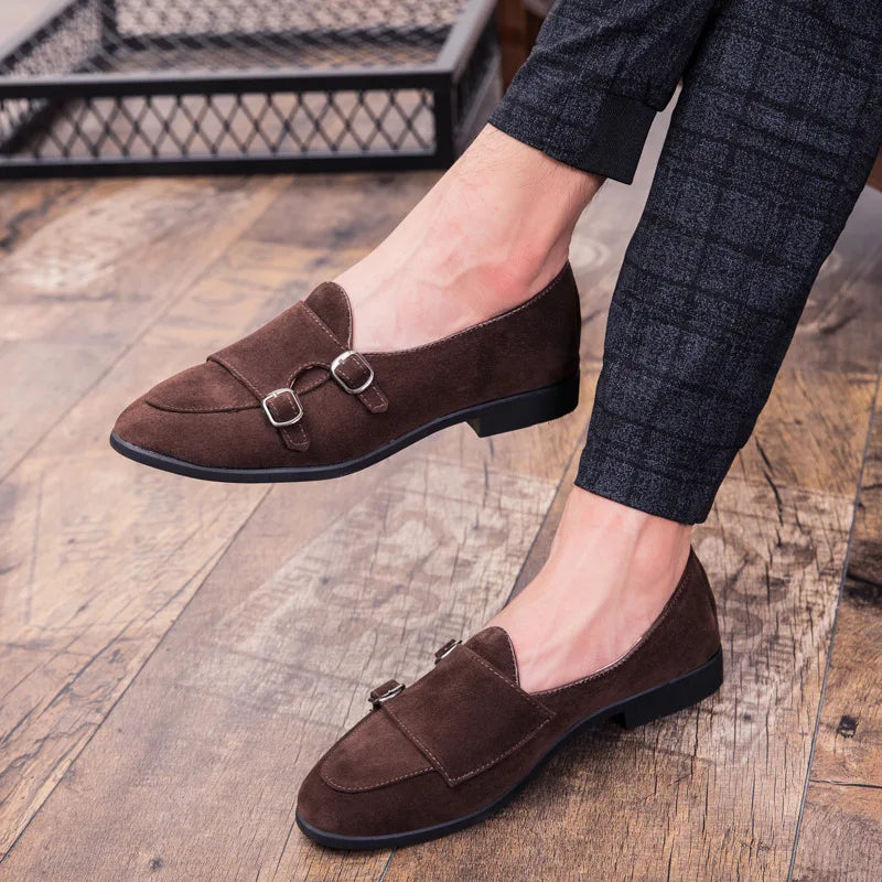 Amay Double Monk Strap Shoes Brown Dress Loafers Men Dress Shoes Italian Wedding Dress Coiffeur Office Shoes Men Formal Dress