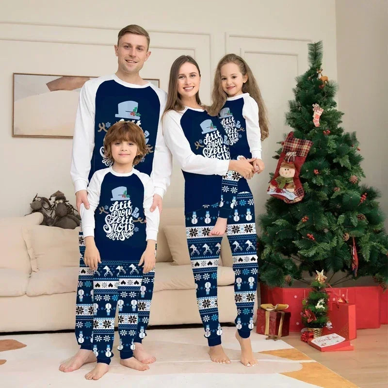 Letter Print Christmas Family Pajamas Set Mother Father Kids Matching Outfits Cute Soft 2 Pcs Suit Baby&Dog Romper Pjs Xmas