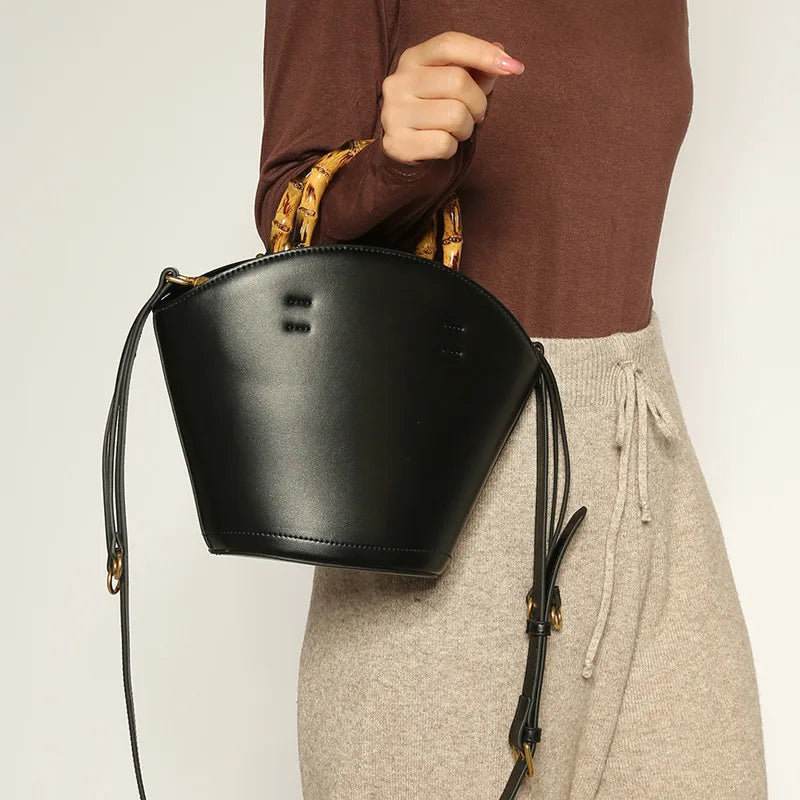 Maxy New Fashion Retro Bamboo Knot Hand-held Handbags Women Luxury Large Capacity Tote Lady Trendy Casual Shoulder Cross Bags