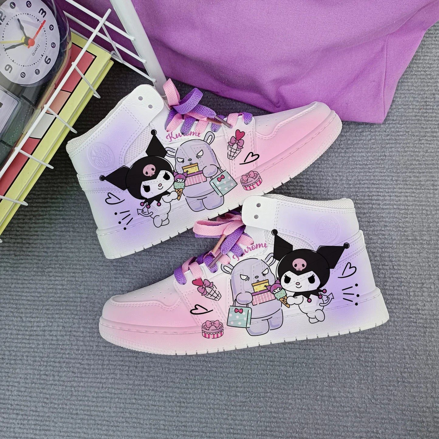 Maxy New Woman cartoon Kuromi   princess cute Casual shoes soft sports shoes for girlfriend gift EU size 35-44