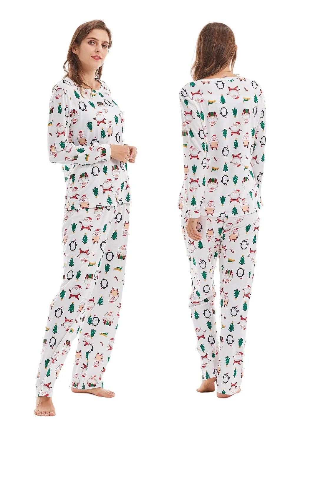 Maxy Family Matching Pajamas Set Father Mother Kid Baby Santa Claus Penguin Christmas Tree Top+Pants Family Sleepwear Pj's