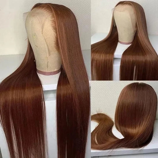 #4 Chocolate Brown Lace Front Wig 13x6 HD Transparent Lace Frontal 200 Density Silky Straight Pre Plucked Bleached Ready To Wear