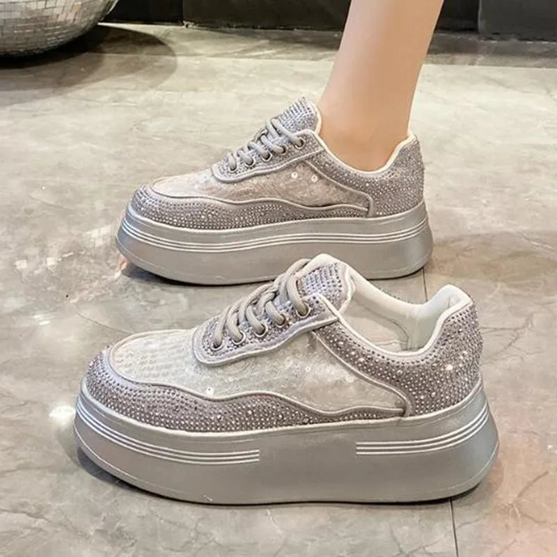 Amay NEW Spring Bright Black Color Chunky Shoes Women Vulcanized Sneakers Platform Shoe Luxury Designer Sneaker Zapatillas Mujer
