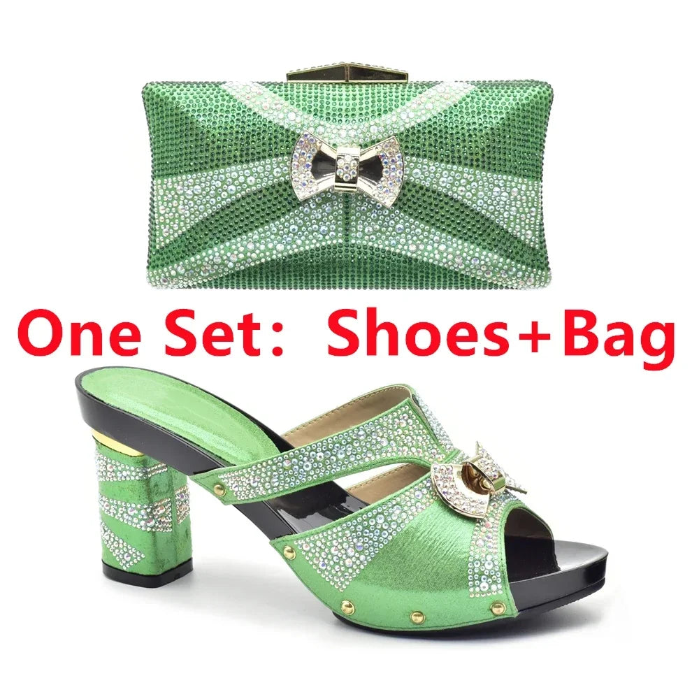 Maxy New Arrival African Matching Shoes and Bags in Women Nigerian Party Pumps Wedding Shoes Bride Wide Heels Women