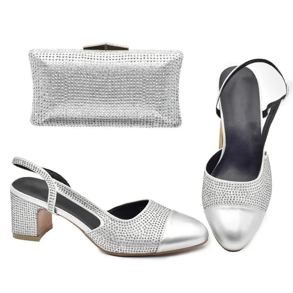 New Design Maxy Shoes and Bag To Match Set African Comfortable Heels Party Shoes and Bag Set for Wedding Plus Size 43