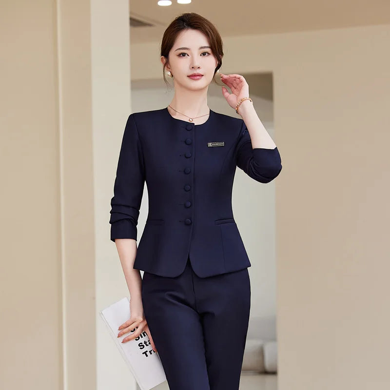 Maxy Formal Skirt Suits Two Piece Set Women Office Ladies Single Button Slim Blazer High Waisted Suits Skirt Work Wear