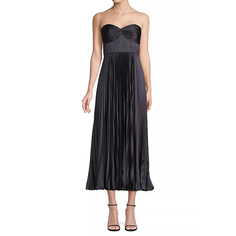 Maxy Summer High Waist Vacation Long Dress Leisure Sleeveless Backless Swing Evening Dress Female Elegant Solid Color Draped Dresses
