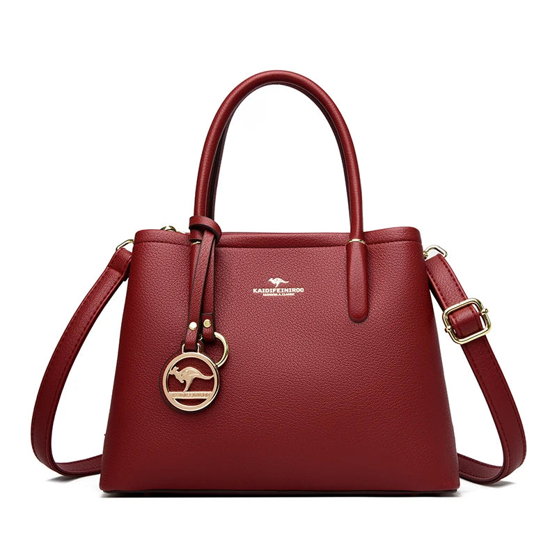 Maxy 3 Layers Large Capacity Women Tote Bag Soft Leather Luxury Handbags Women Bags Designer Solid Color Crossbody Bag Hand Bags