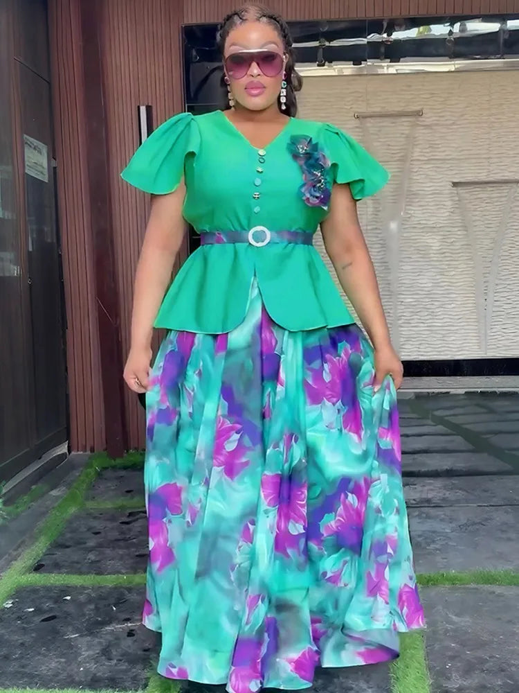 Maxy Party Dresses for Women New Fashion Dashiki Ankara Wedding Evening Gown Elegant Turkey Muslim Maxy Dress