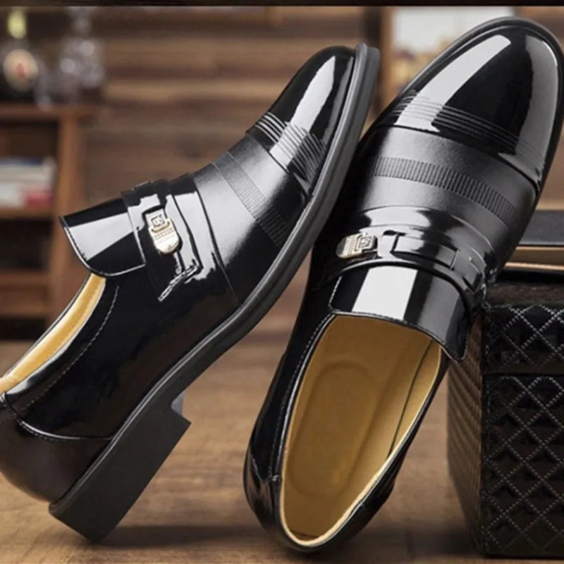 Visco Men Dress Shoes slip on fasion Casual Men's Male Party Sneakers Slip Black Leather Loafers Sapato Social Masculino Italian Shoes