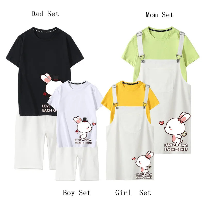 Christmas Matching Family Outfits Strap Dress Set Family Look Matching Clothes Mother and Daughter Cotton Shirts Tees Family Set