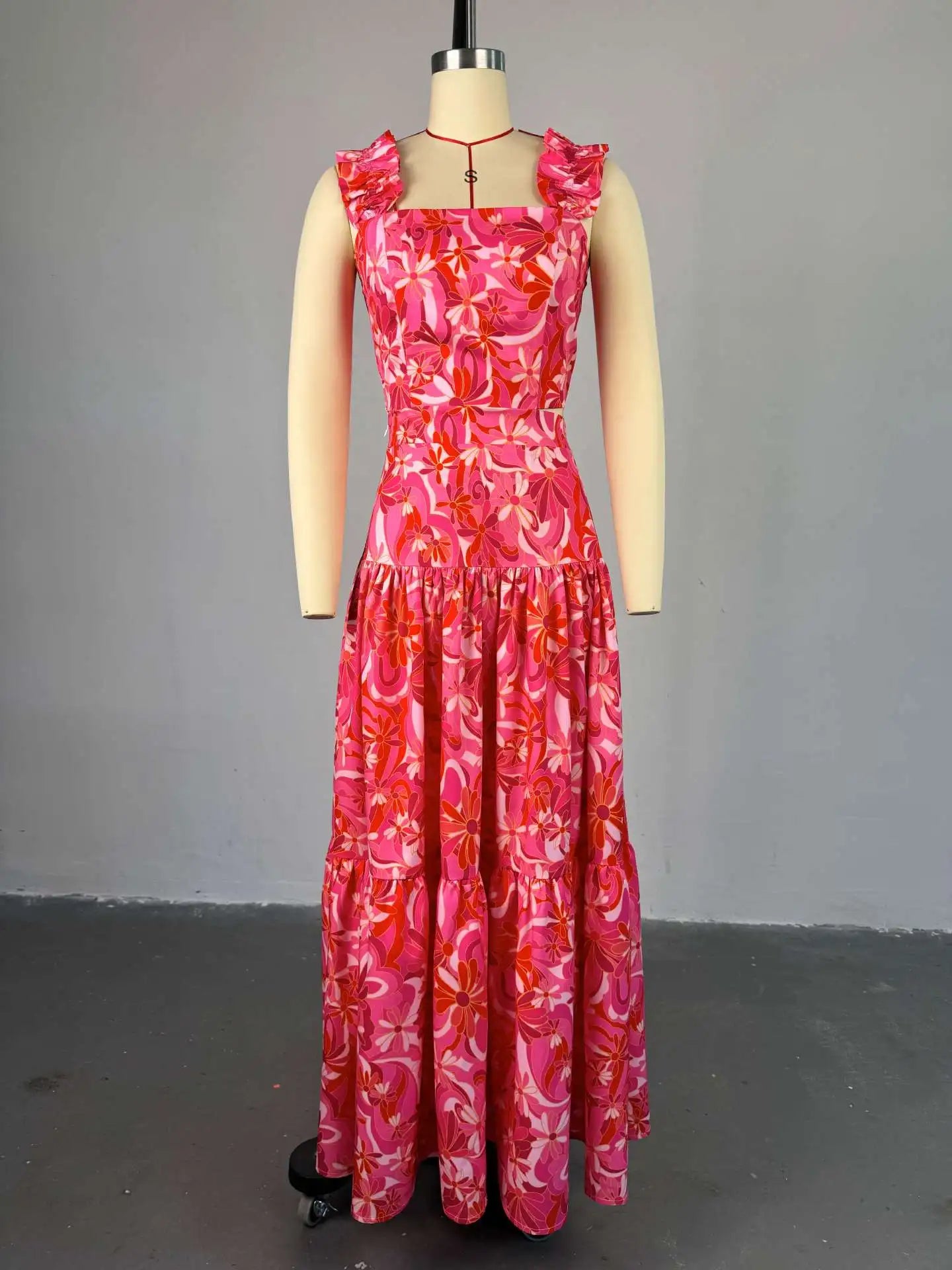 Maxy Skirt Set Women Two Piece Sets Floral Print Dress Sets Sling Short Vest Tops A Line Long Skirts Matching Sets Sexy Elegant Y2k