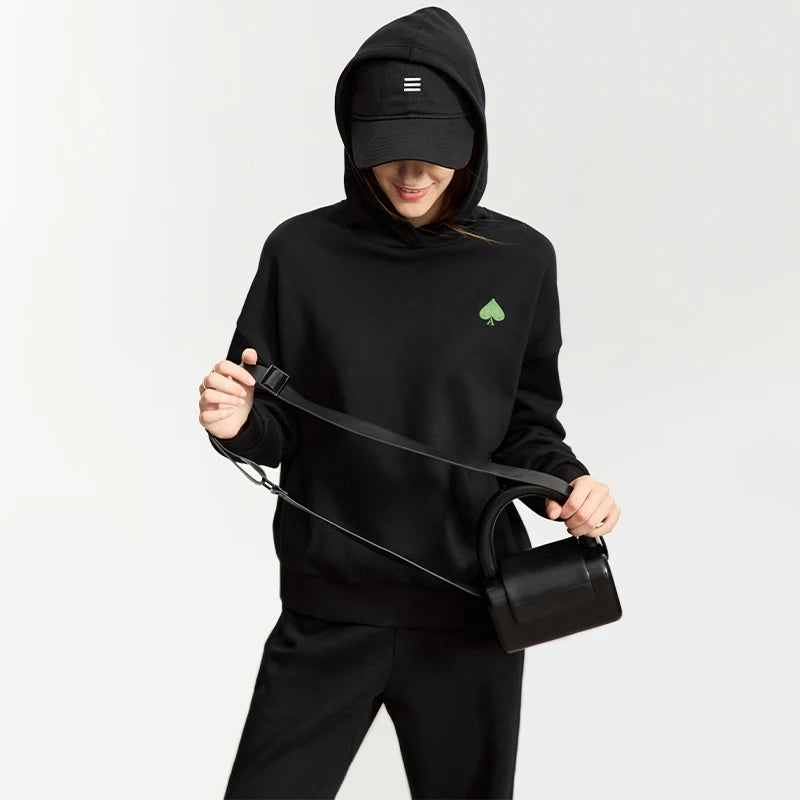 Maxy Minimalist Hoodies for Women 2024 Spring Warm Embroidery Loose Sweatshirt Casual Trousers Female Pant Separately