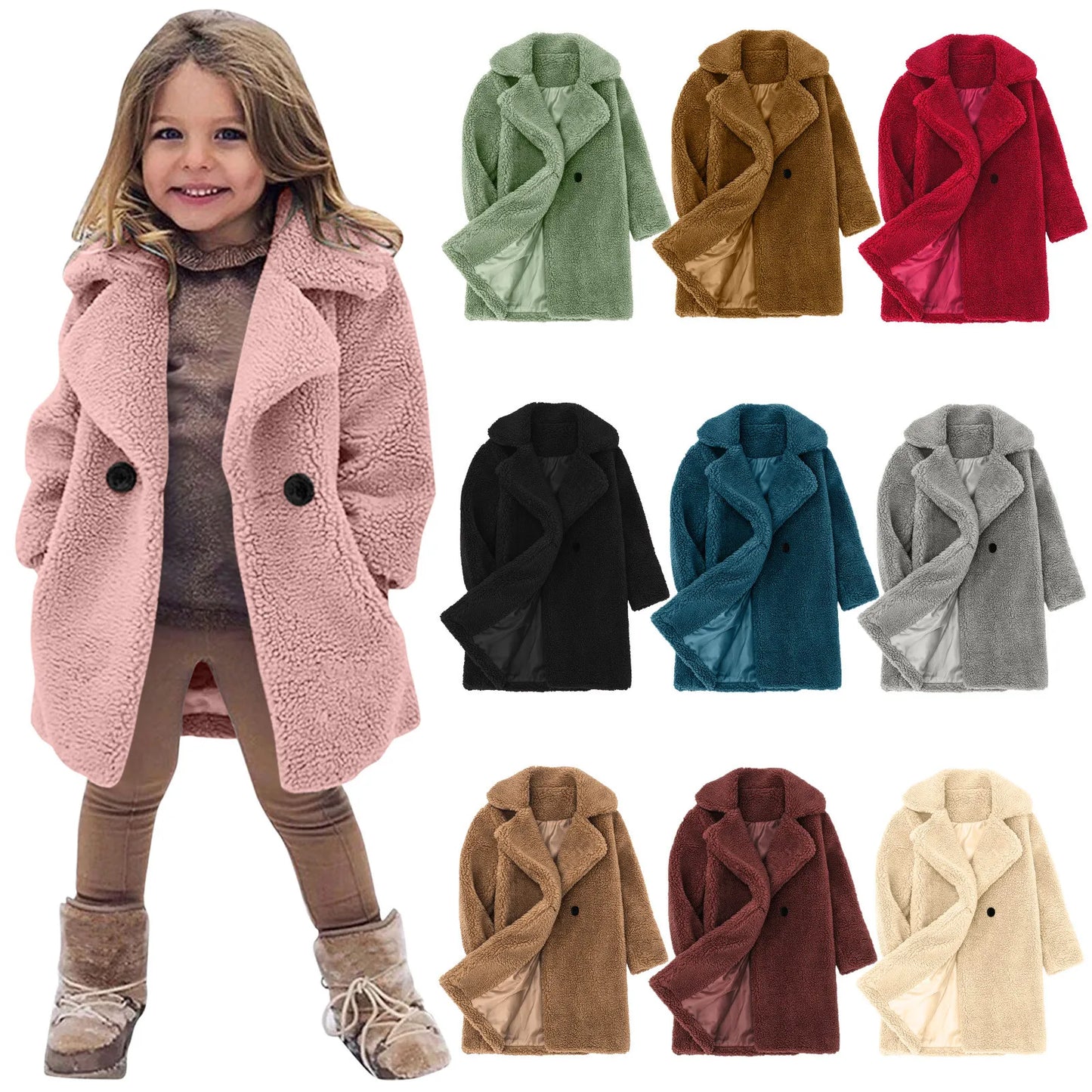 Toddler Jackets Baby Kids Girls Autumn Winter Windproof Thicken Coat Jacket Warm Fleece Girls Parkas Outerwear Coats Clothes