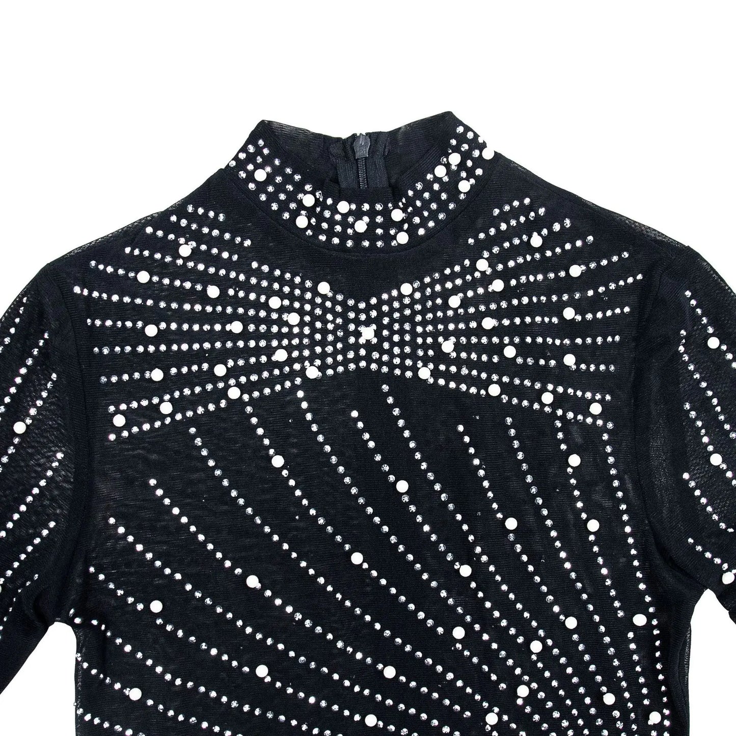 Amay Fashion Women's Two-Piece Halter Dress and Long-Sleeved Long Skirt Perspective Drill Set Ladies Fall 2-Piece Suit