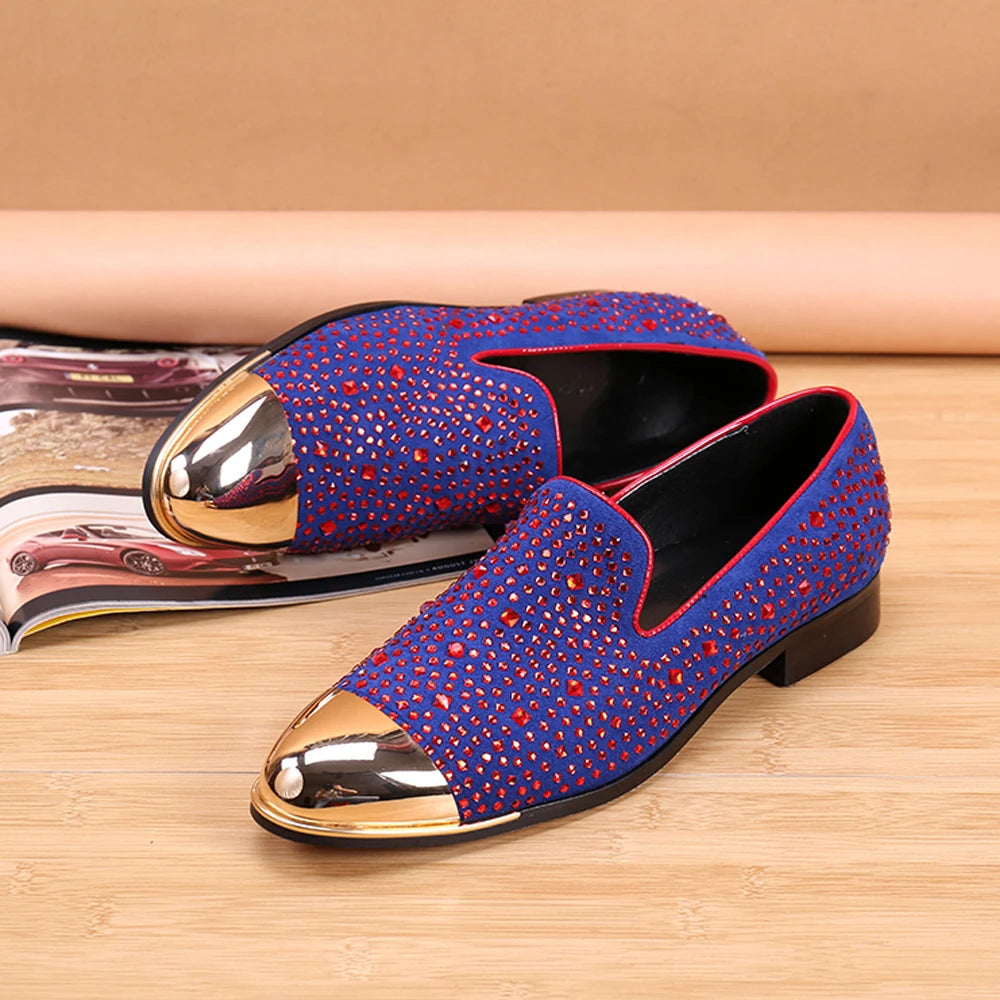 Maxy Autumn Metal Soup diamond COW LEATHER Luxurious Commercial affairs Customized Personality Party Socialize Shoes