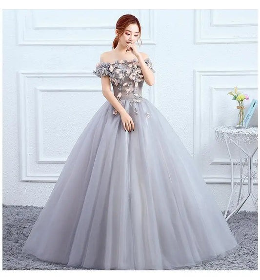 Maxy Quintenary Dress New Gryffon Elegant Boat Neck Party Prom Formal Ball Gown Sweet Floral Print Vestido De Quincenera