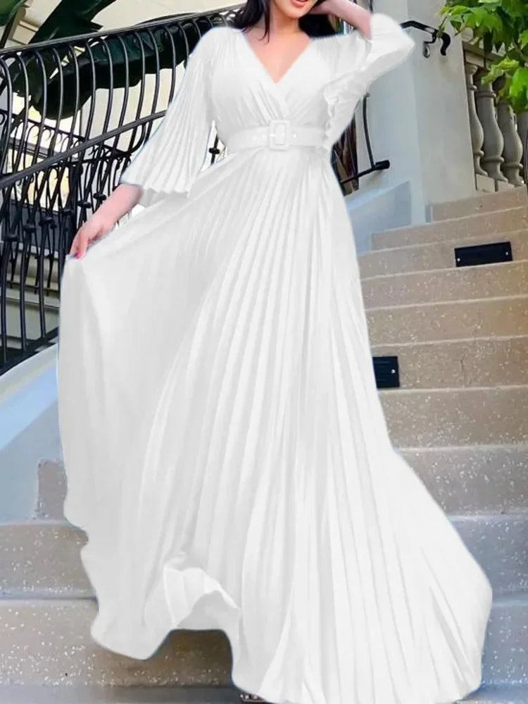 Amay Dress for Women Autumn Fashion Dashiki Solid Color 2 New Arrival Robe Elegant Party Maxy Dress