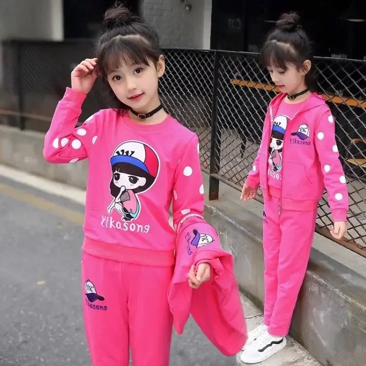 Maxy Girls Clothes Set Teen Kids Tracksuit Autumn Winter Vest + Coat + Pants 3pcs Children Clothing Suits Girl Sets 4 6 8 10 12 Year