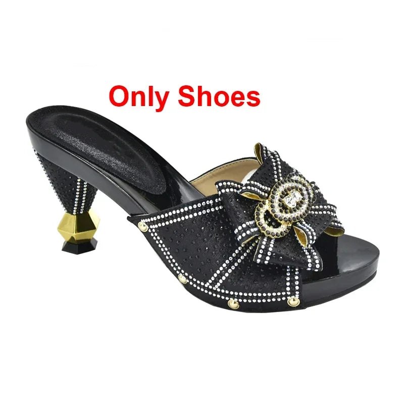 Maxy New Shoes with Matching Bag Set Decorated with Appliques African Shoes and Bags Matching Set Elegant Italian Women Pumps