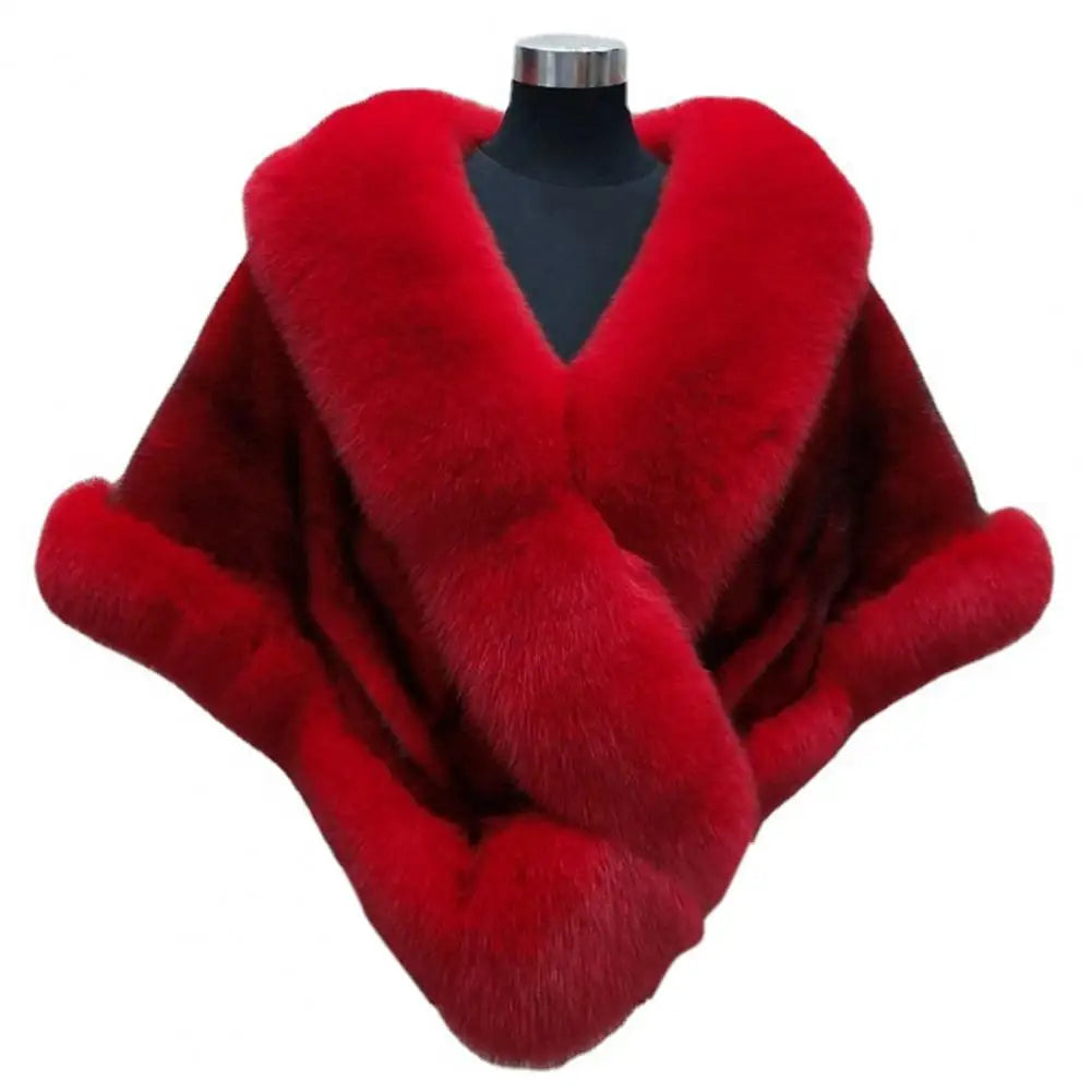 Gacy Faux Fur Mercygrace Faux Rabbit Collar Winter Shawls Elegant Bridal Fur Wrap Shawl Plush Warm Cape Coat Fluffy grace Women Jacket