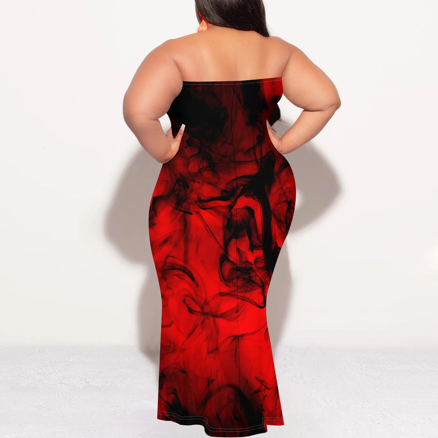 Maxy Plus Size Red Black Bodycon Dress Strapless Mermaid Tube Dress Valentine's Nightclub Party Gown XL-6XL Sexy Look