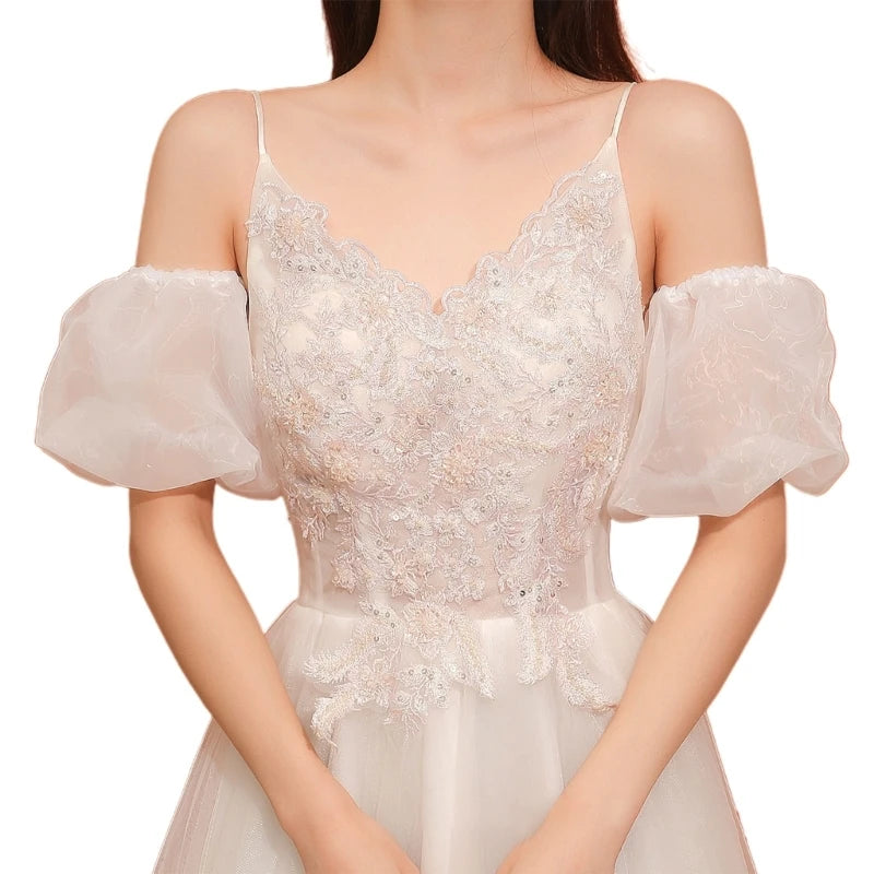 Maxy Bridal Dress Sleeves White Removable Formal Dress Puff Sleeve Wedding Accessories Marriage Party Photoshoot Supplies