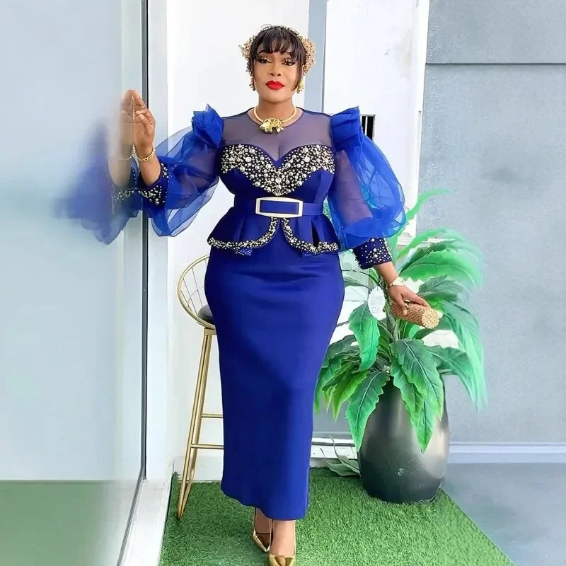 Amay Elegant Dresses for Women New Africa Clothing Plus Size Turkey Wedding Party Long Dress Dashiki Ankara Outfits Robe