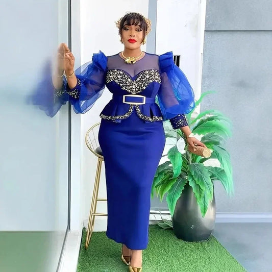 Amay Elegant Dresses for Women New Africa Clothing Plus Size Turkey Wedding Party Long Dress Dashiki Ankara Outfits Robe