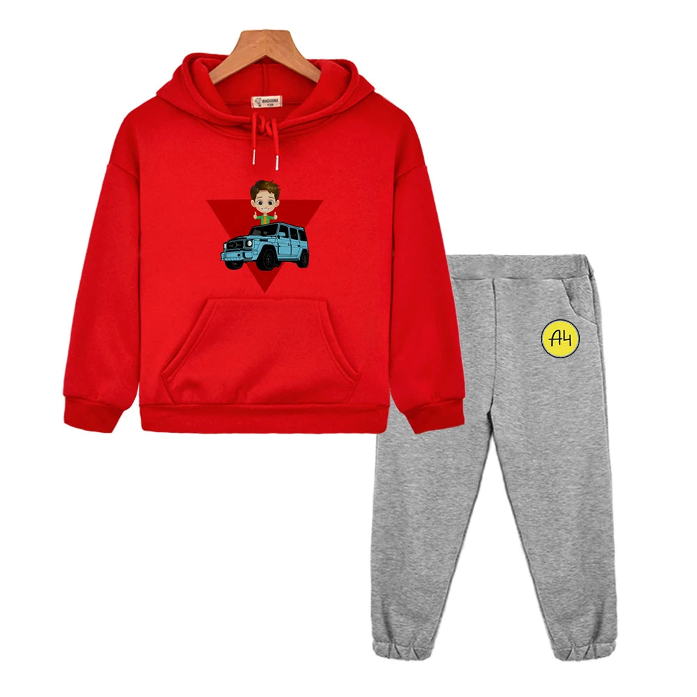 Maxy Kids Merch A4 Hoodie for Boy Suit мерч а4 Sweatshirt with Hood Children Costume Set Child Toddler Girl Winter Clothes Top Pants