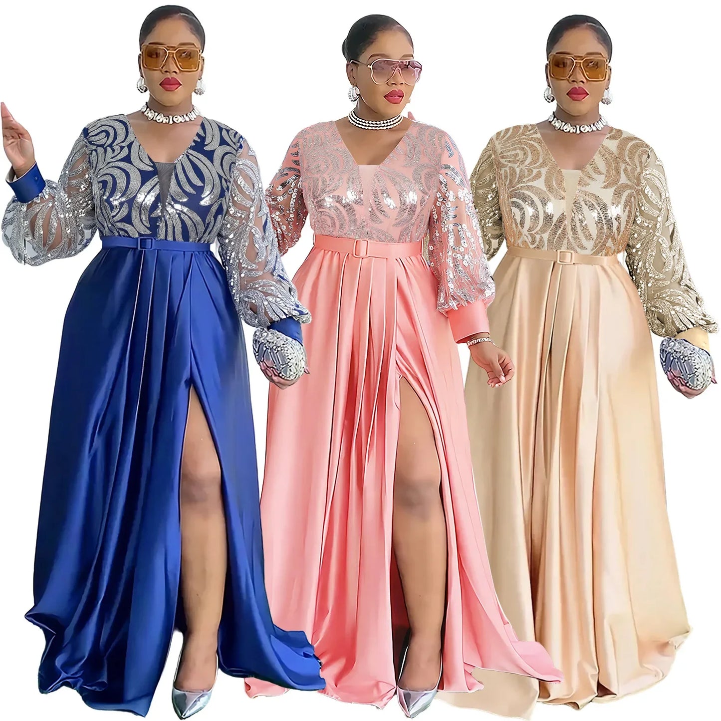 Amay Plus Size Evening Dresses for Women African Luxury Gown Elegant Muslim Wedding Party Long Dress Ankara Ladies Clothing
