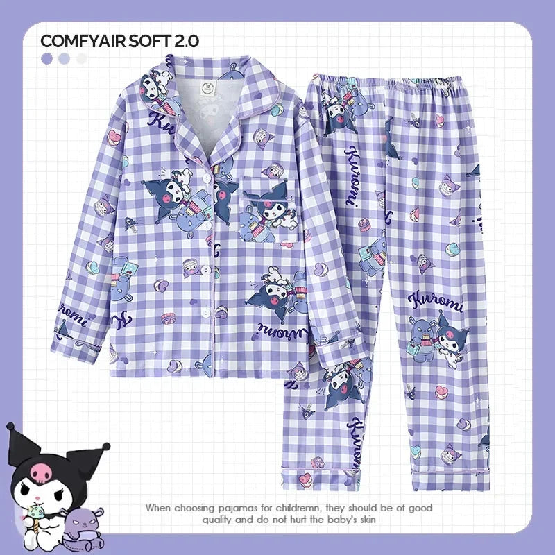 Maxy Sanrio Hello Kitty Kuromi Cinnamoroll My Melody Kids Pajamas Boys Toddlers Girl Fashion Clothes Cartoon Anime Clothing Sets
