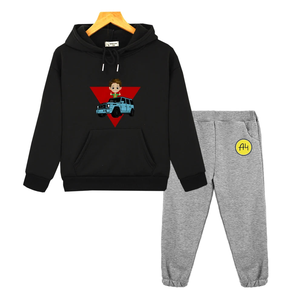 Maxy Kids Merch A4 Hoodie for Boy Suit мерч а4 Sweatshirt with Hood Children Costume Set Child Toddler Girl Winter Clothes Top Pants