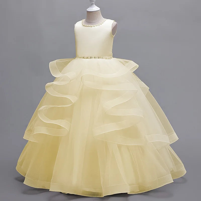 Girls 2026 Party Bridesmaid Gala Wedding Prom Dresses Communion Christening Women 5 7 9 11 14 Years Old White Pink Long Costumes