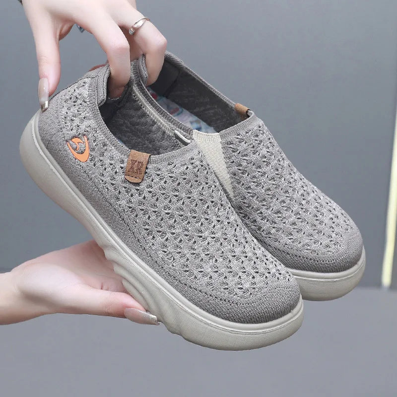 Maxy New Shoes for Woman Vulcanize Shoes Autumn Round Toe Flats Mesh Breathable Ladies Fisherman Shoes Platform Casual Sneakers