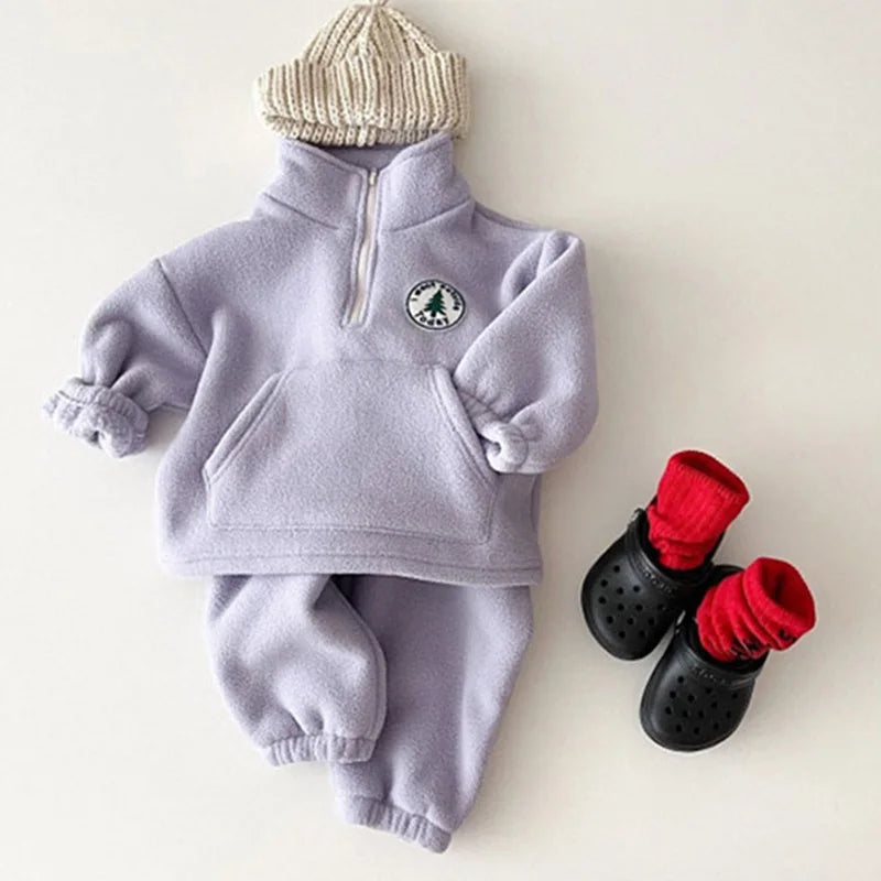 Maxy Girls Boys Clothing Sets Kids Clothes Suit Long Sleeve Pullover Tops+ Pant Autumn Winter Children Thicken Sweatshirt