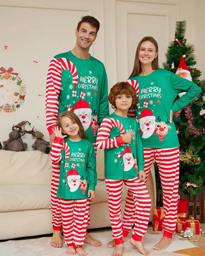 Maxy Christmas Family Matching Pajamas Adult Kid Baby Outfits Tops+Pants 2PCS Xmas Sleepwear Pyjamas Dog Clothes