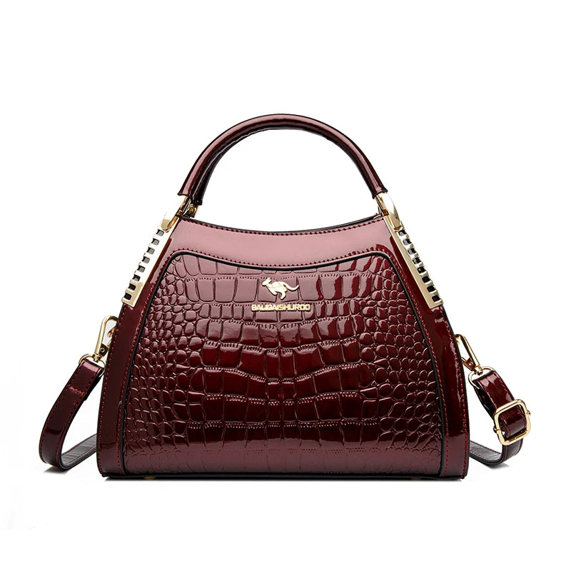 Maxy High Quality Patent Leather Three Layers Women Shoulder Bags Luxury Designer Messenger Casual Tote Bag Large Capacity Hand bags