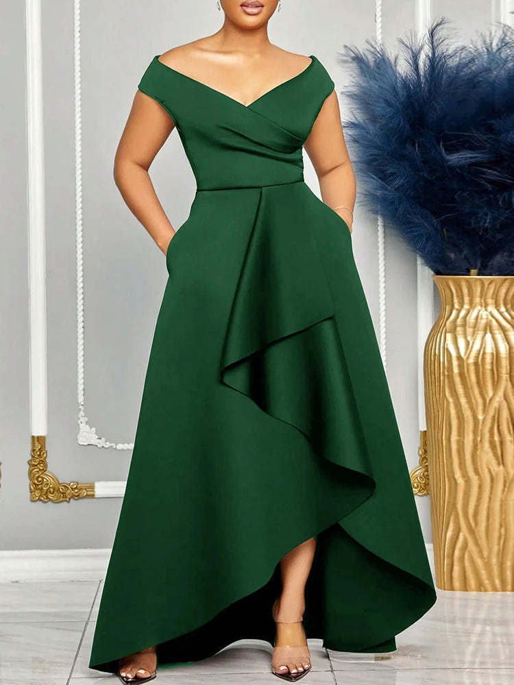 Maxy New in Dresses Off Shoulder Women Evening Dresses Solid Elegant Maxi Long Dresses Bridesmaid Party Dresses Female Clothing