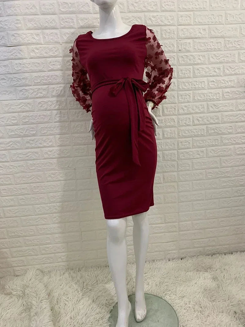 Maxy Women Flower Skirt Maternity Photography Props Stretch Maxy Gown Long Maternity Dresses For pregnant Photo Shoot Clothing