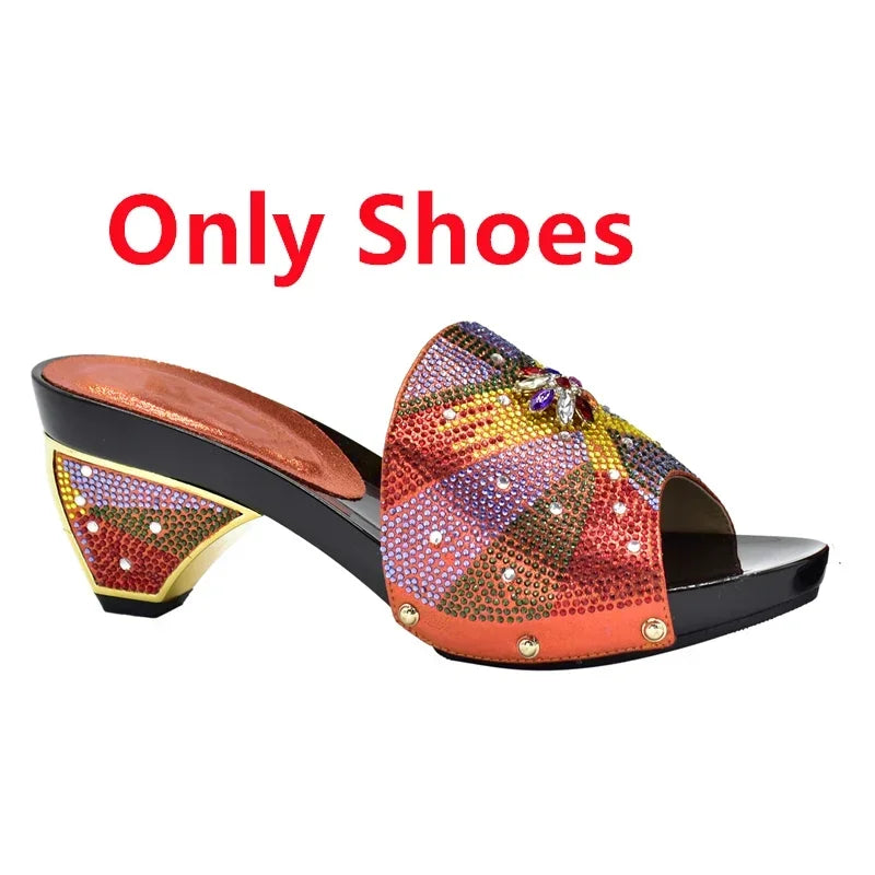 New Arrival Max Shoes and Bag Set Decorated with Rhinestone High Quality African Women Wedding Shoes and Bag Set Party Shoes