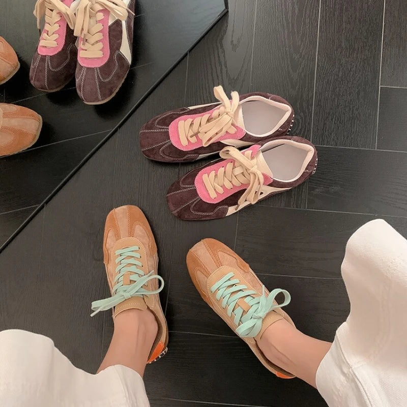 Maxy Japanese and Korean French flat casual shoes for women's spring and summer fashion lace up walking sports shoes women's shoes