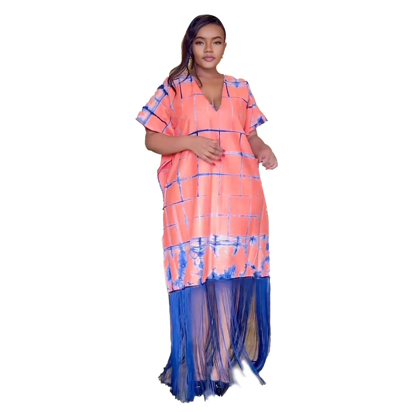 Macy Print African Tassels Dress for Women Elegant Lady Wedding Evening Party Dresses Nigeria Dashiki Clothes