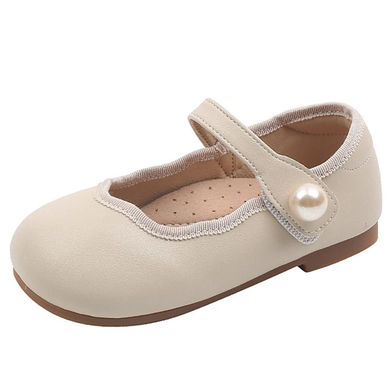 Maxy Solid Pearls shoes Girl's Toddler/Little Angela Dress Mary Jane Ballet Flats Retro Red Girl Wedding Party Ballerina Flat Shoes