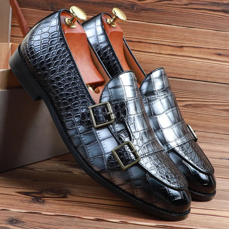 Amay New Spring Fashion British Men Casual Shoes Crocodile Designer Formal Dress Leather Shoes Business Work Loafers Italian Wedding